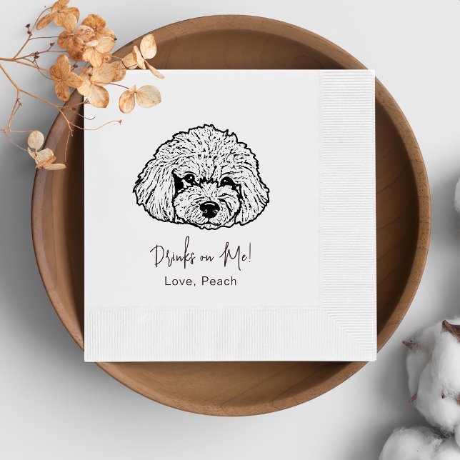 Servilleta De Papel Boda personalizado de perro negro y blanco (Subido por el creador)