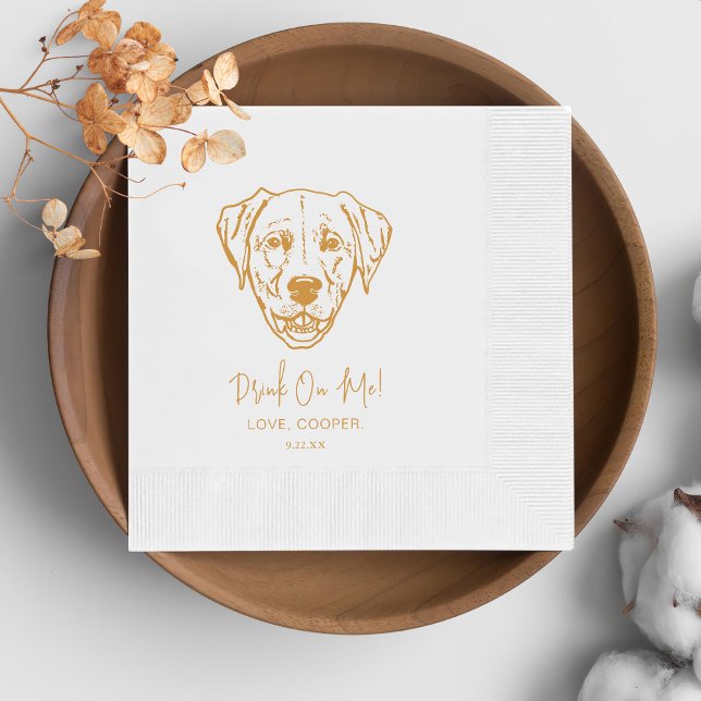 Servilleta De Papel Boda personalizado de perro negro y blanco (Subido por el creador)
