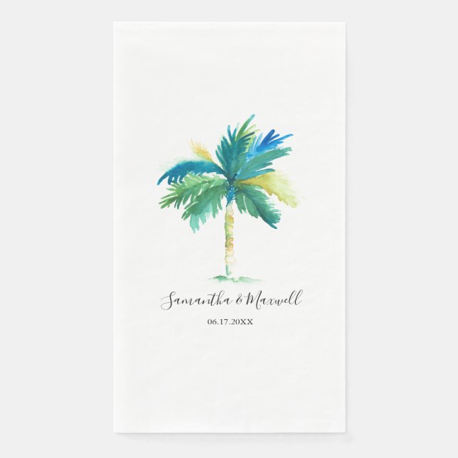 Servilleta De Papel Boda Personalizado del Árbol de Palma Tropical (Anverso)