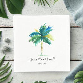 Servilleta De Papel Boda Personalizado del Árbol de Palma Tropical