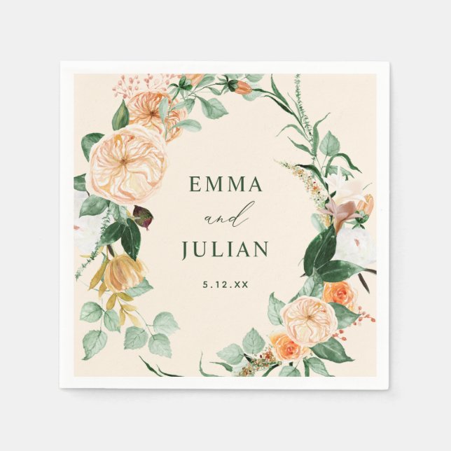 Servilleta De Papel Boda personalizado del boho de verde botánico (Anverso)