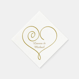Servilleta De Papel Boda personalizado del corazón de oro