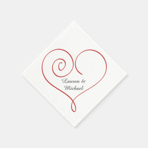 Servilleta De Papel Boda personalizado del corazón rojo