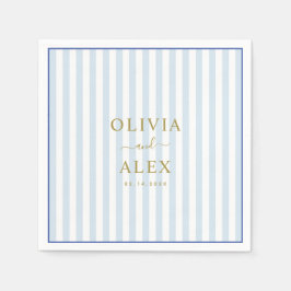 Servilleta De Papel Boda personalizado francés mínimo y Moda azul