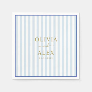 Servilleta De Papel Boda personalizado francés mínimo y Moda azul