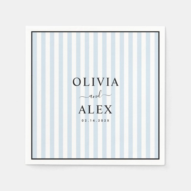 Servilleta De Papel Boda personalizado francés mínimo y Moda azul (Anverso)