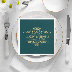 Servilleta De Papel Boda personalizado Gasolina Verde Elegante