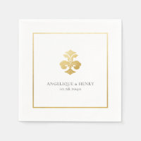 Boda personalizado Gold Fleur de Lis Damask