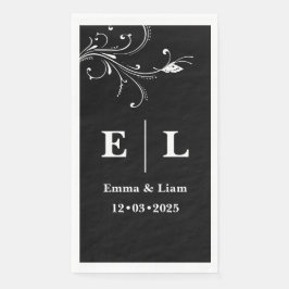 Servilleta De Papel Boda personalizado mínimo en blanco y negro