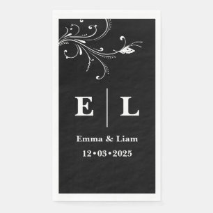 Servilleta De Papel Boda personalizado mínimo en blanco y negro