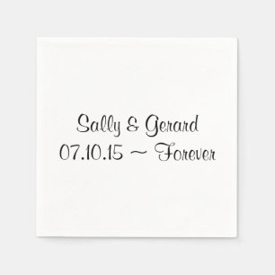 Servilleta De Papel Boda personalizado Napkin Black Back Textos