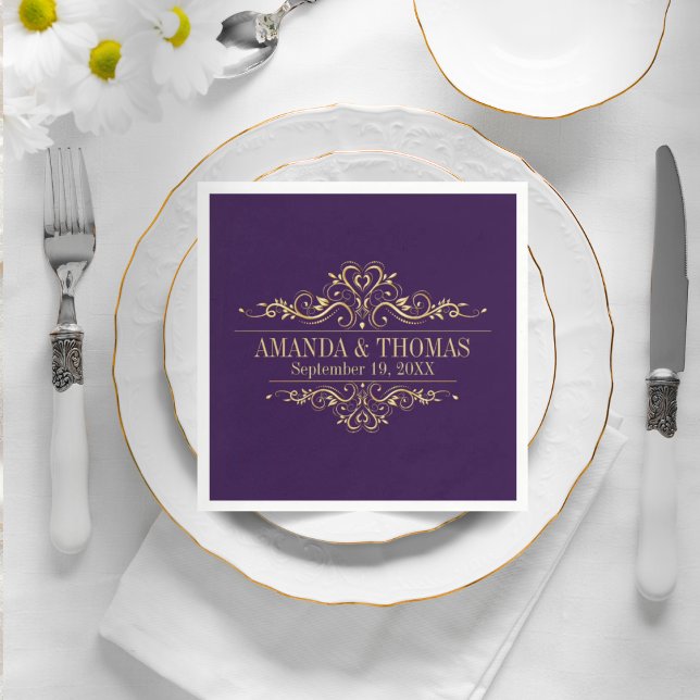 Servilleta De Papel Boda personalizado Purple Elegant Papel Napkins (Subido por el creador)