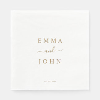 Servilleta De Papel Boda personalizado simple en blanco y oro