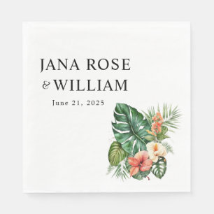 Servilleta De Papel Boda plano de acuarela tropical