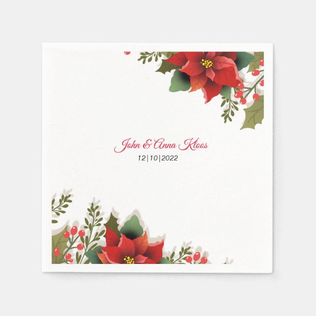Servilleta De Papel Boda Poinsettia Napkins (Anverso)