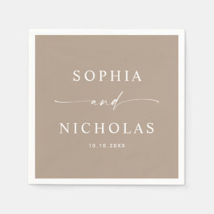 Servilleta De Papel Boda Polvo de Taupe Minimalista Cálido Neutro