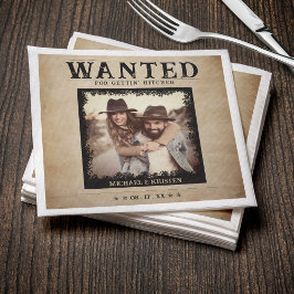 Servilleta De Papel Boda Poster de Vintage Photo Wanted
