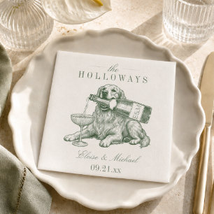 Servilleta De Papel Boda Preppy Sage Green Golden Retriever