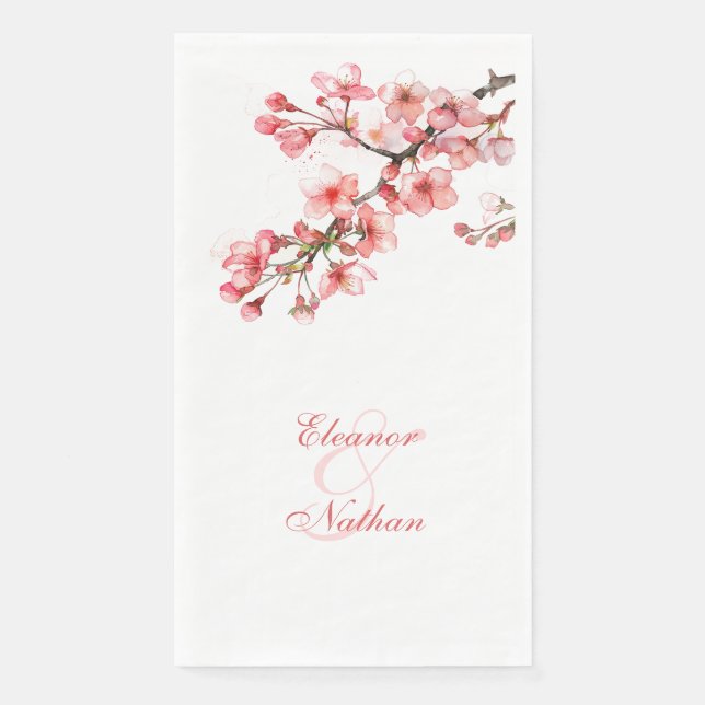 Servilleta De Papel Boda Primaria de flores de cerezo (Anverso)
