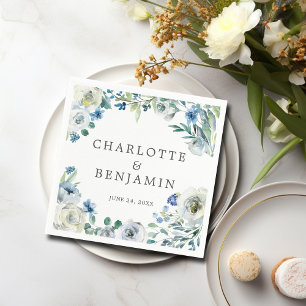 Servilleta De Papel Boda Primaria Personalizado Floral de Peonia Blanc