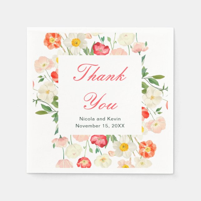 Servilleta De Papel Boda Primaria Tulips y Daffodils (Anverso)