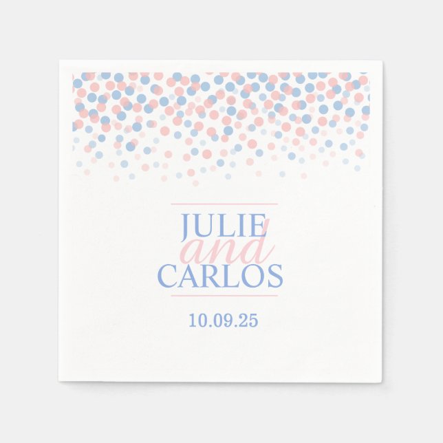 Servilleta De Papel Boda punto confetti personalizado rosa azul servil (Anverso)