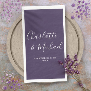 Servilleta De Papel Boda Purple Elegant Signature Script