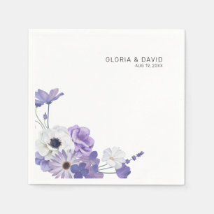 Servilleta De Papel Boda Purple Floral Elegante