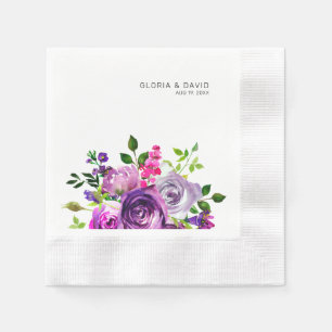 Servilleta De Papel Boda Purple Floral Elegante