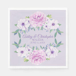 Servilleta De Papel Boda Purple Lilac Lavender Floral Personalizado
