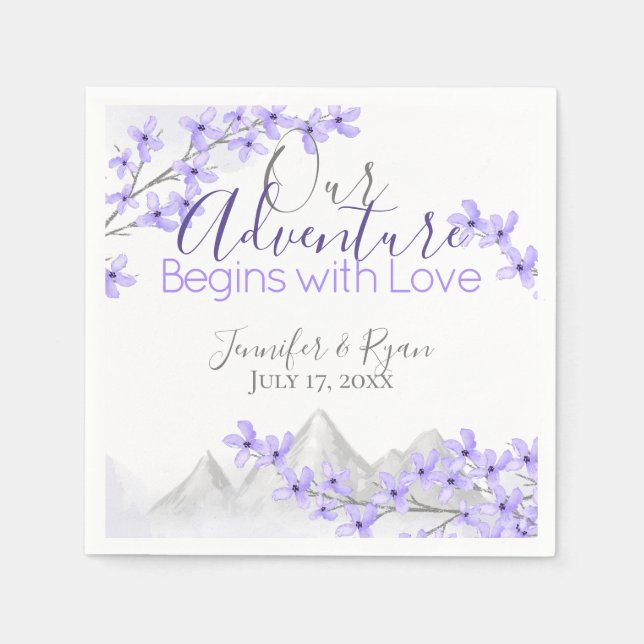 Servilleta De Papel Boda Purple Lilac Mountain View (Anverso)