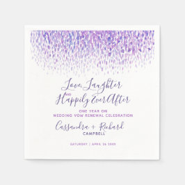 Servilleta De Papel Boda púrpura promete renovación 1 año después feli