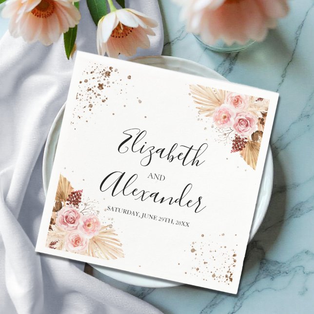 Servilleta De Papel Boda Purpurina Floral (Subido por el creador)