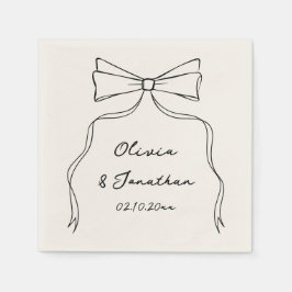 Servilleta De Papel Boda Quirky con Lazo Negro Dibujado a Mano
