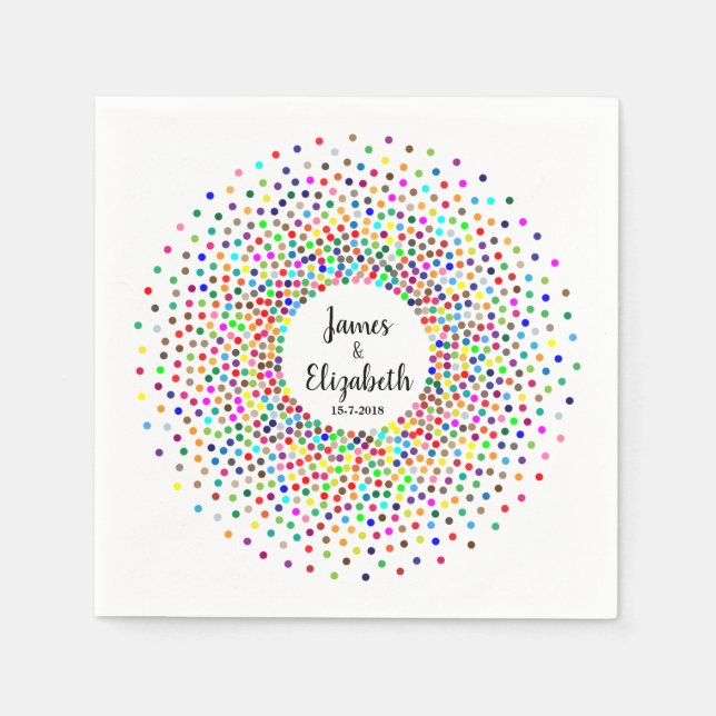 Servilleta De Papel Boda Rainbow Confetti (Anverso)