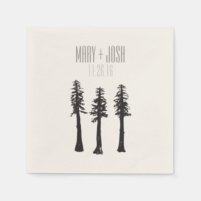 Servilleta De Papel Boda Recepción secuoyas Árboles Cocktail Napkin (Anverso)