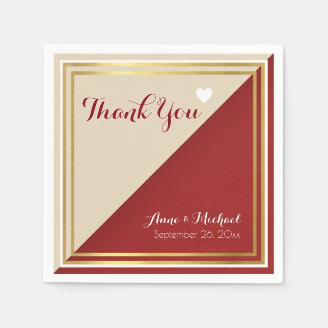 Servilleta De Papel Boda Reddish elegante y moderno (Anverso)