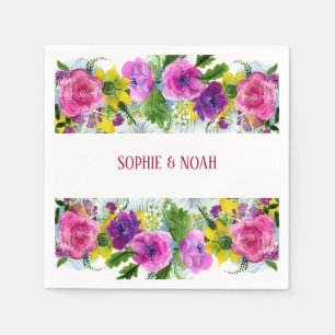 Servilleta De Papel Boda reprogramado de Burgundy Pink Floral Garland