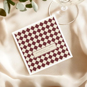 Servilleta De Papel Boda Retro a Cuadros con Estilo de Antiguo Dinero