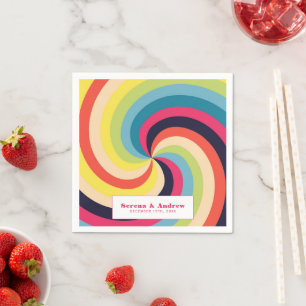 Servilleta De Papel Boda retro colorido