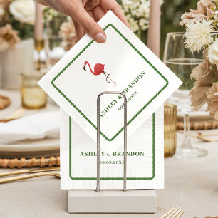Servilleta De Papel Boda Retro Costera de Playa Trópicos de Flamenco