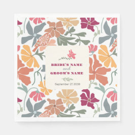 Servilleta De Papel Boda Retro de Época Media Floral Boho Chic