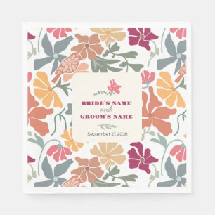 Servilleta De Papel Boda Retro de Época Media Floral Boho Chic