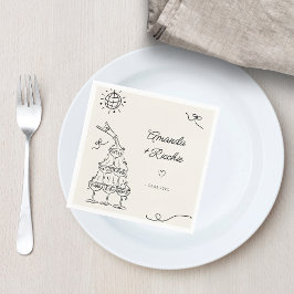 Servilleta De Papel Boda Retro Francés De Mano Dibujada Jugativamente