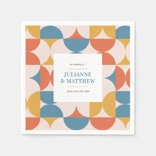 Servilleta De Papel Boda Retro Media Circle Scallop Mid Century