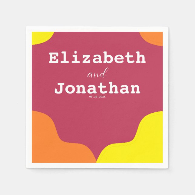 Servilleta De Papel Boda Retro Southwestern Sunrise (Anverso)