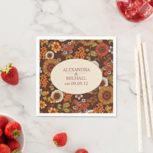Servilleta De Papel Boda Retro Vintage Sesenta Terracota