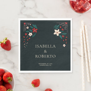 Servilleta De Papel Boda Roja de Navidad Mexicana Rústica Elegante