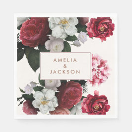 Servilleta De Papel Boda rojizo romántico de borgoña y cobre