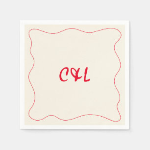 Servilleta De Papel Boda Rojo Whimsical Retro Escrito A Mano